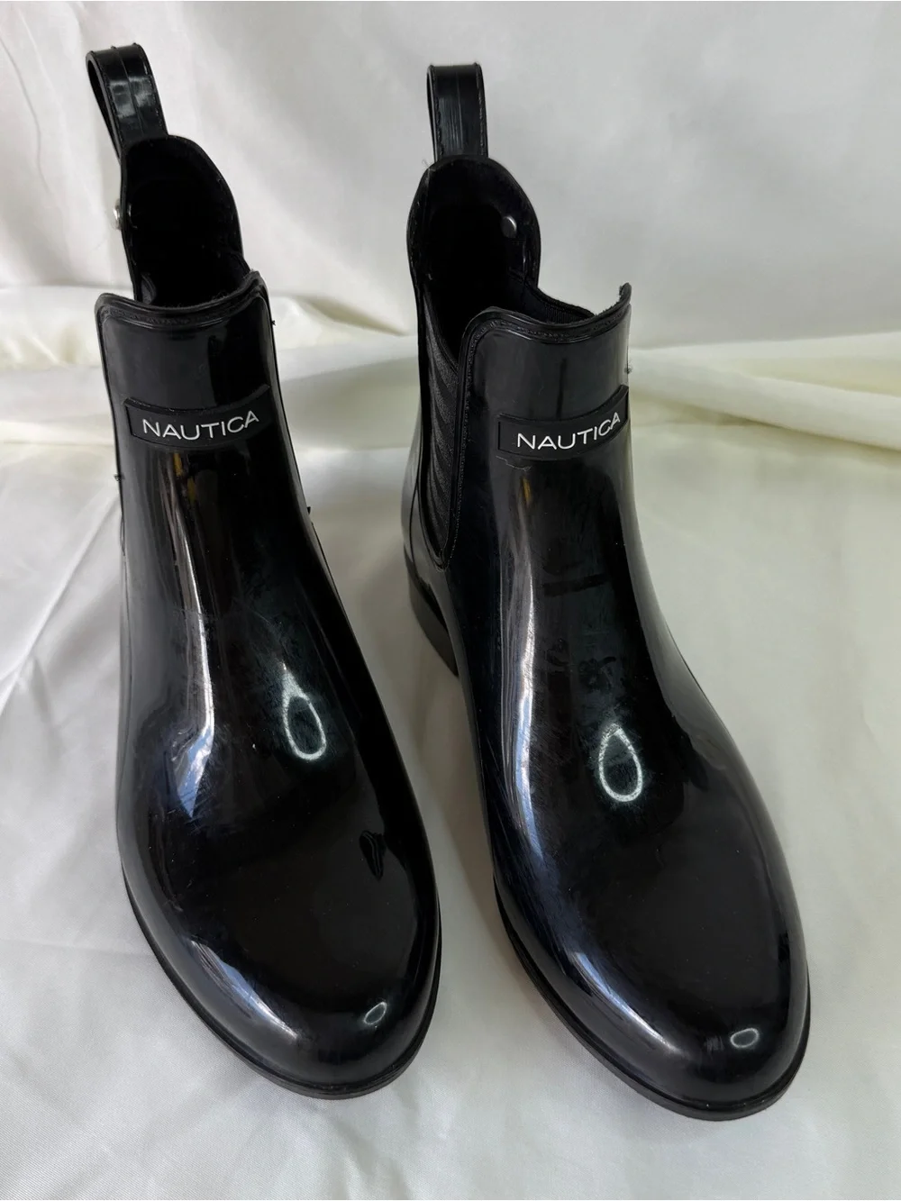 Nautica Glossy Black Chelsea Rain Boots